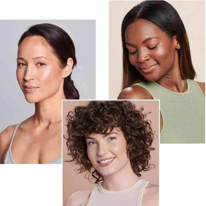 tre damer som bruker colorescience sin hudpleie